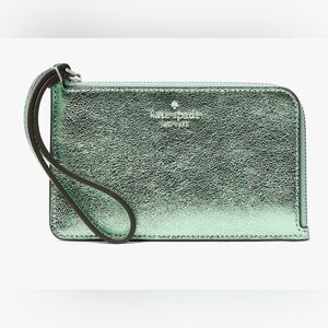 Kate Spade Lucy Metallic Small L-Zip Wristlet in Seawater